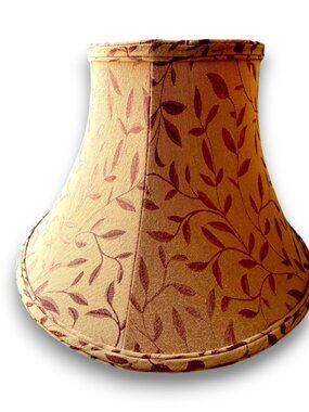 Vintage Traditional Floral Bell Lampshade Gold Tan Brocade Damask 14 Inch
